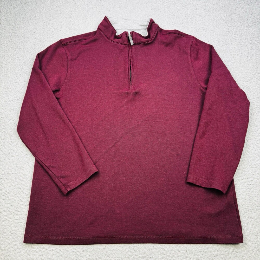 MIZZEN MAIN Sweatshirt Mens Large Burgandy Quarter Zip Casual Preppy